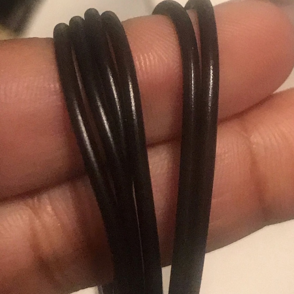 Vintage 6 Strand Black Vegan Waxed Cord Initial Rhinestone “S” Bracelet 7.5 - Picture 15 of 15